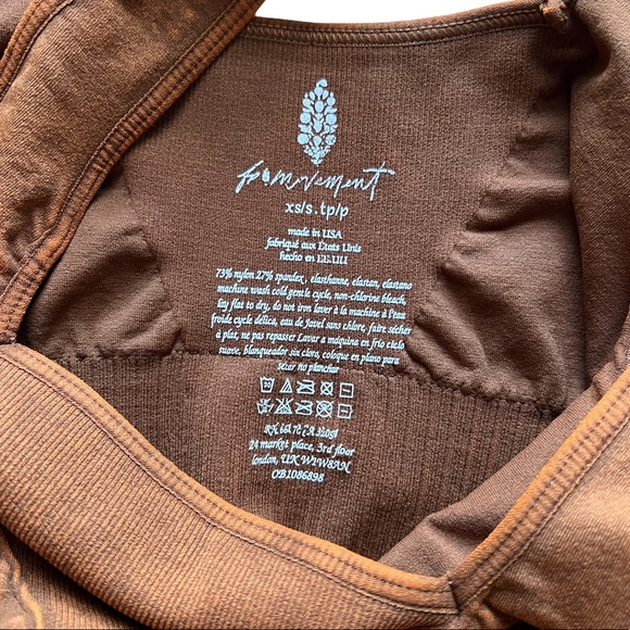 •SOLD• Free People Movement Square Neck Good Karma Bra in Brown Motif Size XS/S - Picture 2 of 7